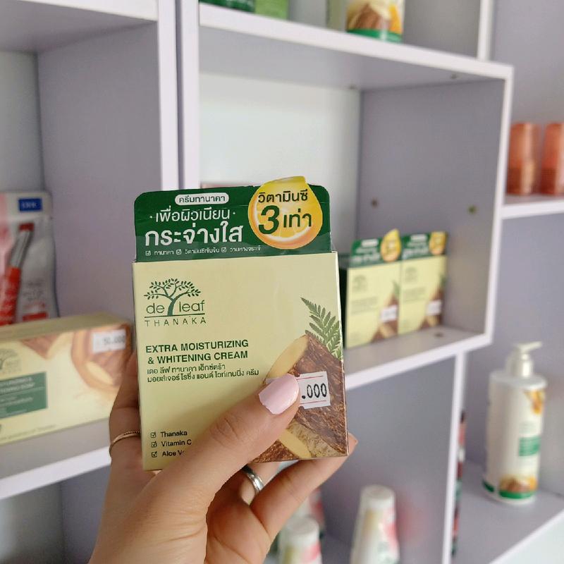 KEM DƯỠNG TRẮNG DA - CHỐNG LÃO HOÁ TỪ CÂY GỖ THIÊN NHIÊN DELEAF THANAKA 40Ml ( TẶNG SON KEM ) 4
