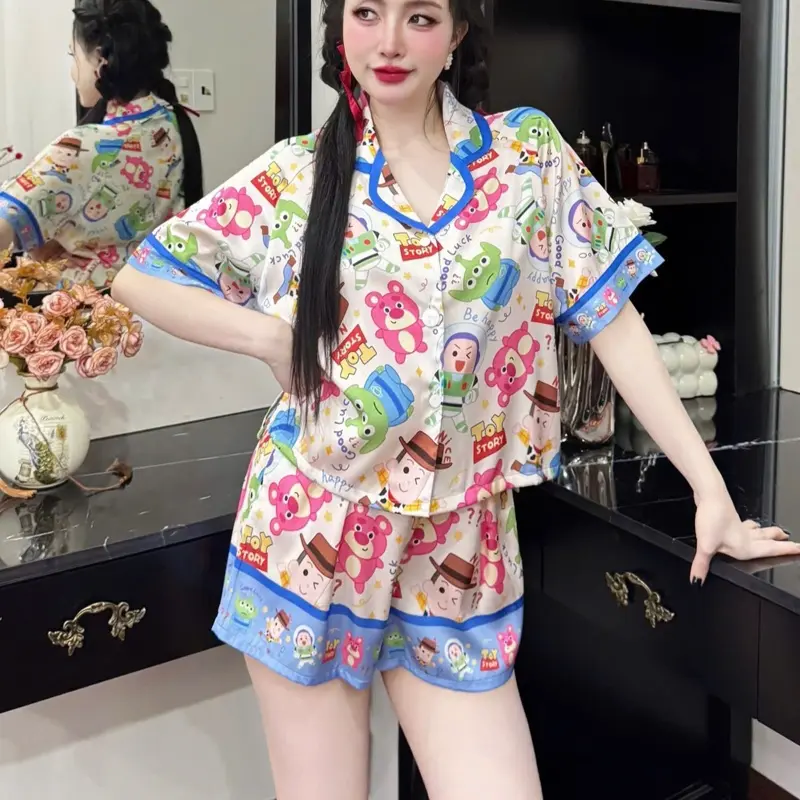 Pyjama - TNQN form áo croptop - size <60kg - chất liệu lụa latin Nữ