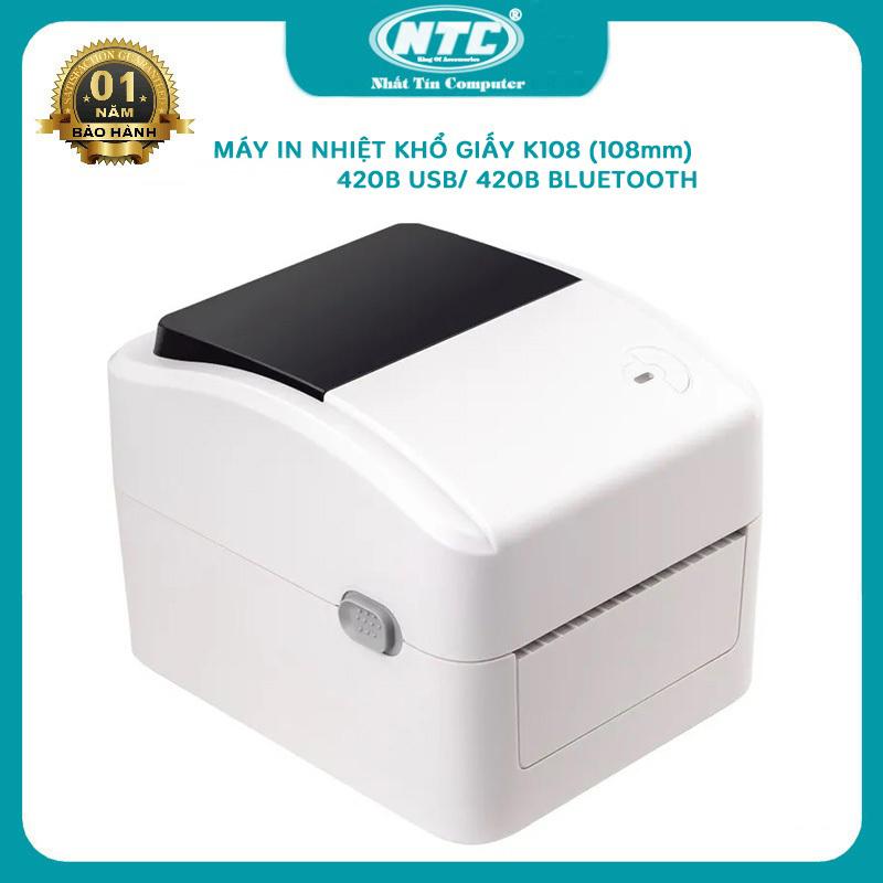 Máy in nhiệt X-Printer XP-420B USB / XP-420B Bluetooth khổ giấy K108 (108mm) chuyên in decal, tem nhãn, bill, in đơn hàng (Trắng) - Nhất tín Computer