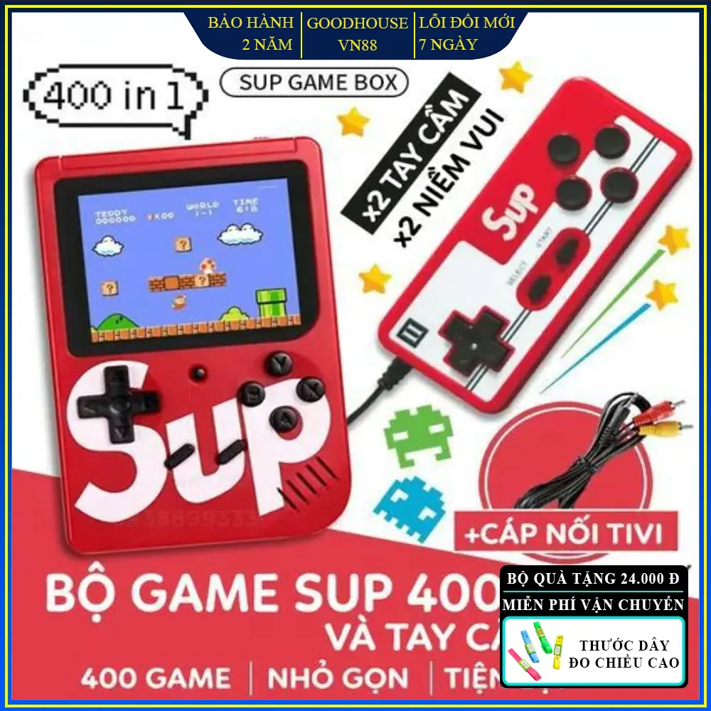 Máy chơi game mini tích hợp 400 trò chơi cổ điển, đồ hoạ bắt mắt dễ dàng lắp đặt, 2 phiên bản 1 người chơi và 2 người chơi tiện lợi,bảo hành 2 năm Chơi Điện Tử