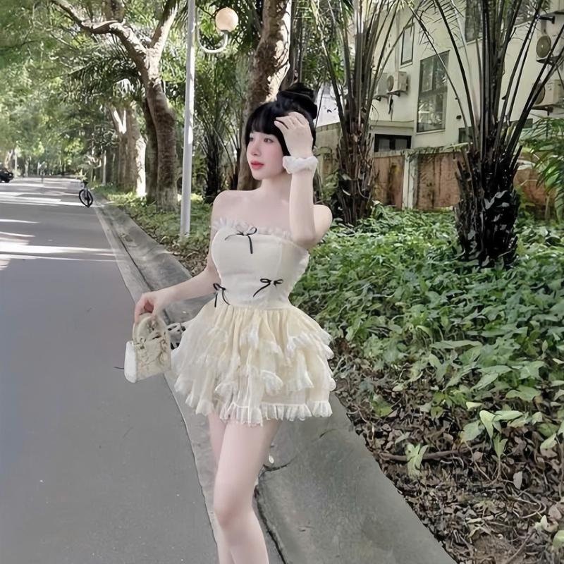 Đầm váy nữ cúp ngực phối ren đính nơ chất tăm xinh xắn phù hợp cho các nàng diện đi chơi đi tiệc, dể thương sang chảnh Top Women 3