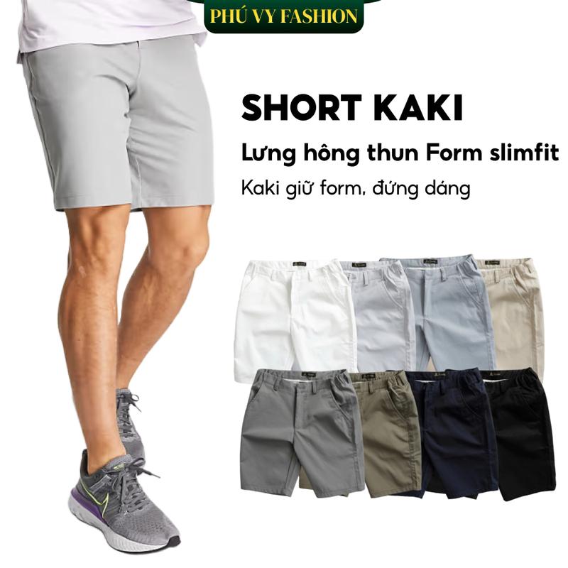  Quần short kaki Hàn Quốc co giãn vải mền mịn không ra màu Menswear Quần Lửng Kem Có Túi   QS9901   