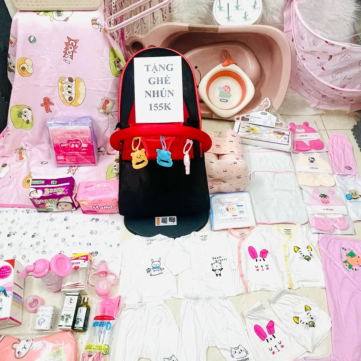 Trọn gói Đồ dùng sơ sinh cho bé  phụ kiện cần thiết quần áo sơ sinh, combo 5 bộ quần áo đồ dùng cho mẹ bầu