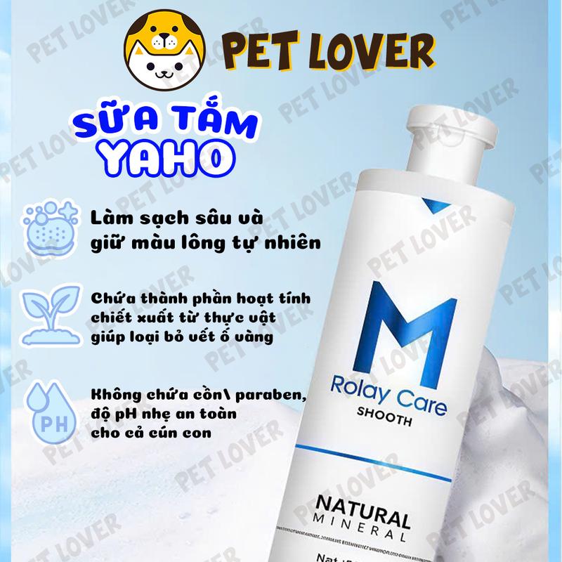 Sữa tắm cho chó lông trắng, loại bỏ vết ố và mùi hôi trên lông Yaho Rolay Care chai 500ml white  coat  shampoo 3