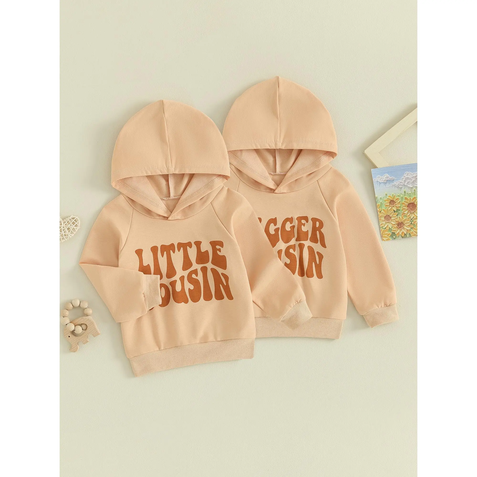 Brother Matching Cousin Matching Wear Toddler Baby Boys Kids Boys Hoodie, Long Sleeve Hooded Letters Print Pullover Spring Fall Casual Sweatshirt