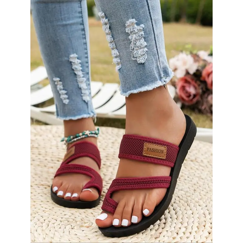 Casual Plain Color Slip on Lightweight Flat Sandals for Women,  Beach Sandals, Summer Breathable Comfortable Toe Thong Sandals for Women, Trendy All-match Sandals, Trending Sandals 4