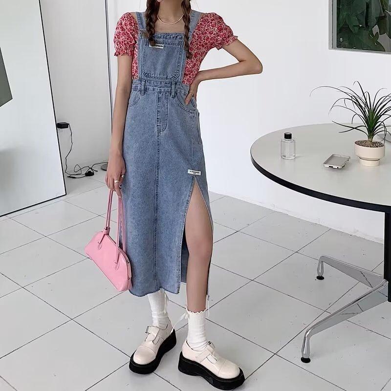 Jumpsuit Rok JUMPSUIT WANITA OVERALL SKIRT DENIM ROK KODOK BELAHAN SAMPING-JP008 ...