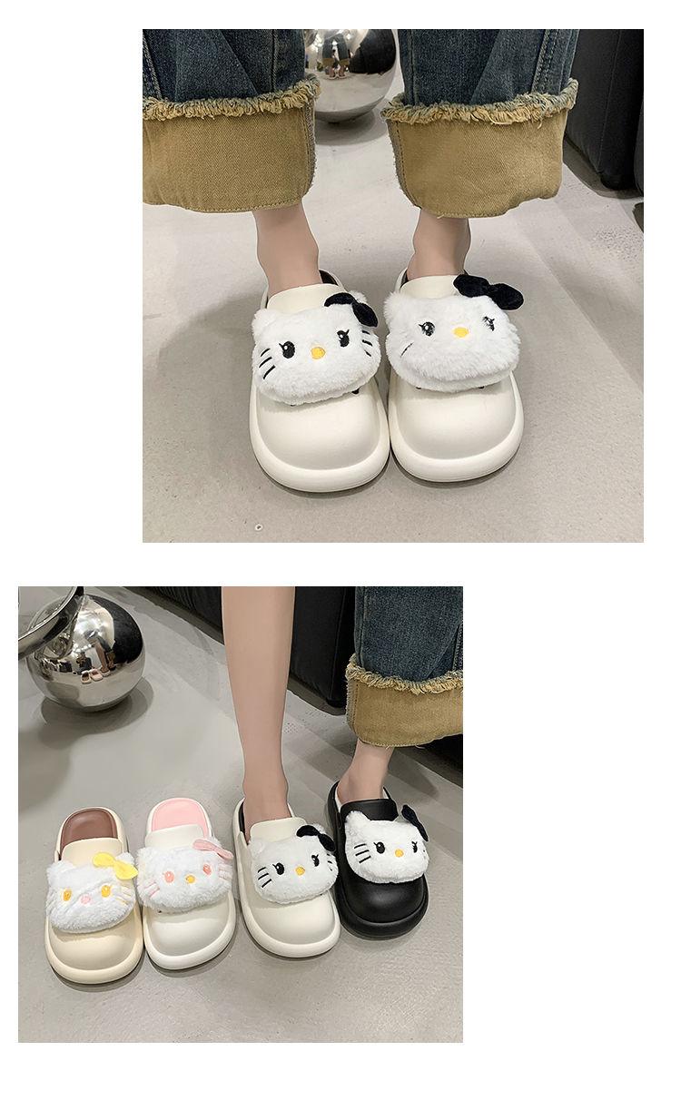 Product Introduction of Búp Bê Mèo Kitty Hoạt Hình, Thiết Kế Dễ Thương, Kiểu Dép Lười Nửa Ngón Chân, Dành Cho Nữ, Thích Hợp Cho Mùa Hè, Có Thể Mặc Ngoài Trời, Hàng Mới Về 2024, Dép Đế Chống Trượt 16