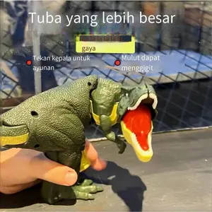 Mainan Anak Tembakan Dinosaurus Tekan Main Viral Dinosaur Tyrex Triceratop Toys Set Hadiah Cewek Cowok Led