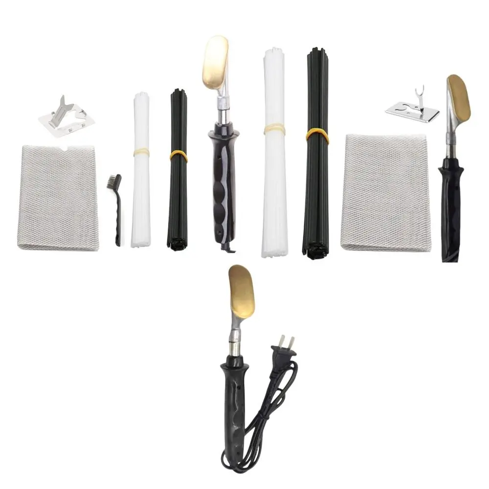 Car Bumper Repair Kit Electric Solddering with Plastic Welder, Rods, Reinforcing Mesh, Hot Iron Stand, Wire Brush 60W Spatula Smoothing Tool