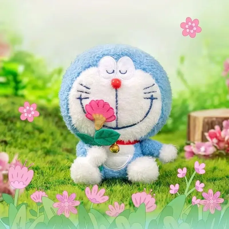 Doraemon Flower Language Series Blind Box Cute Machine Cat Flower Language Blessing Doraemon Plush Toy Doll Doll Decoration Ornament Gift