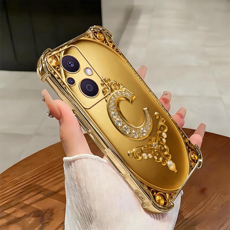 Cocok untuk casing ponsel OPPO Reno7 Z 5g Casing ponsel tahan benturan terbaru dengan bingkai emas dan motif huruf Prancis.-SJFS