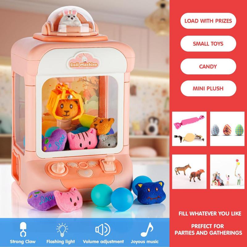 Segiyi Mini Arcade Machine Hand-eye Coordination Toy Mini Claw Machine with 20 Toys Electronic Arcade Game for Kids Candy Grabber Prize Dispenser Toy Fun Vending Machine 1