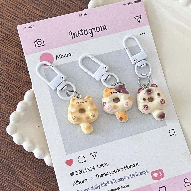Dây Chuyền Chìa Khóa Bánh Rán Mèo, Thiết Kế Dễ Thương, Mặt Dây Chuyền Túi Hoạt Hình Vui Nhộn, Thích Hợp Làm Quà Tặng Bạn Thân Cho Cặp Đôi, Phụ Kiện Và Đồ Trang Trí 6