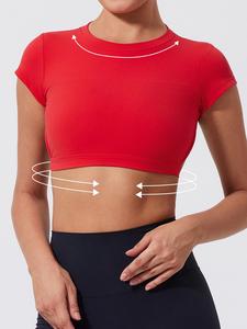 Playera deportiva corta sin espalda para mujer, camiseta casual de manga corta y cuello redondo para uso diario, ropa deportiva para damas para uso en interiores y exteriores