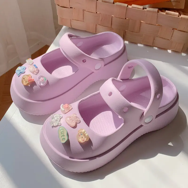Dép nữ Mayto [MẪU 2025][XIXITIAO] sục nữ đế cao 5cm charm Pizza kiểu sandal quai hậu dễ thương hot trend 2023 CS-39 3