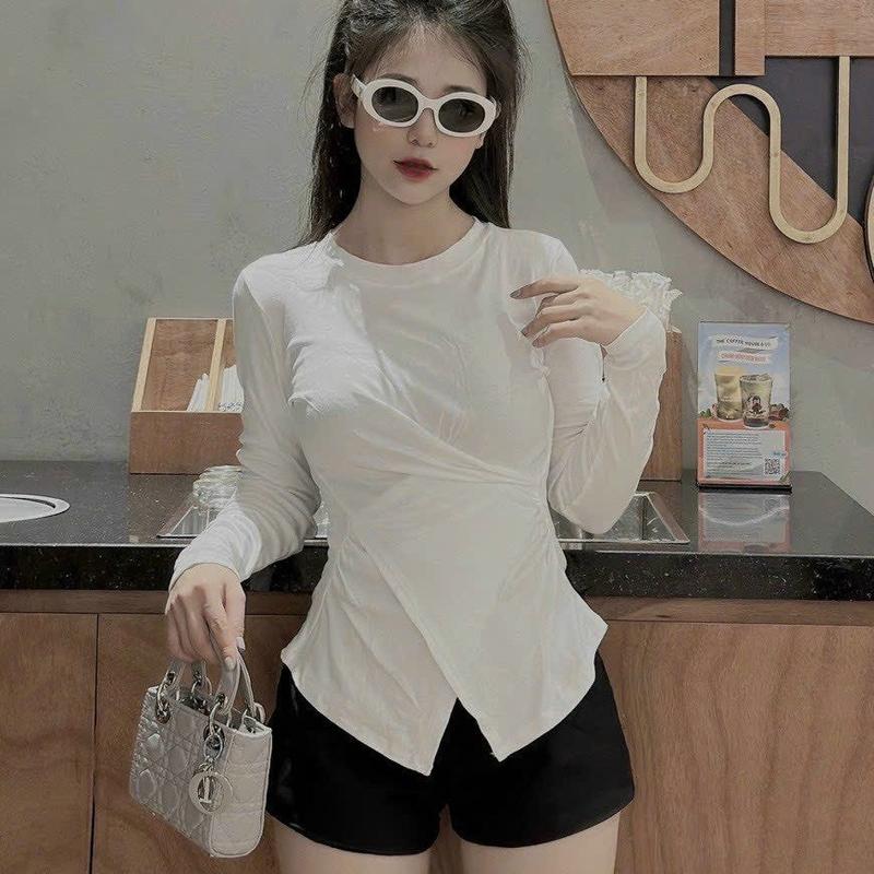 ÁO THUN NỮ XOẮN EO VẠT CHÉO TAY DÀI BIGSIZE