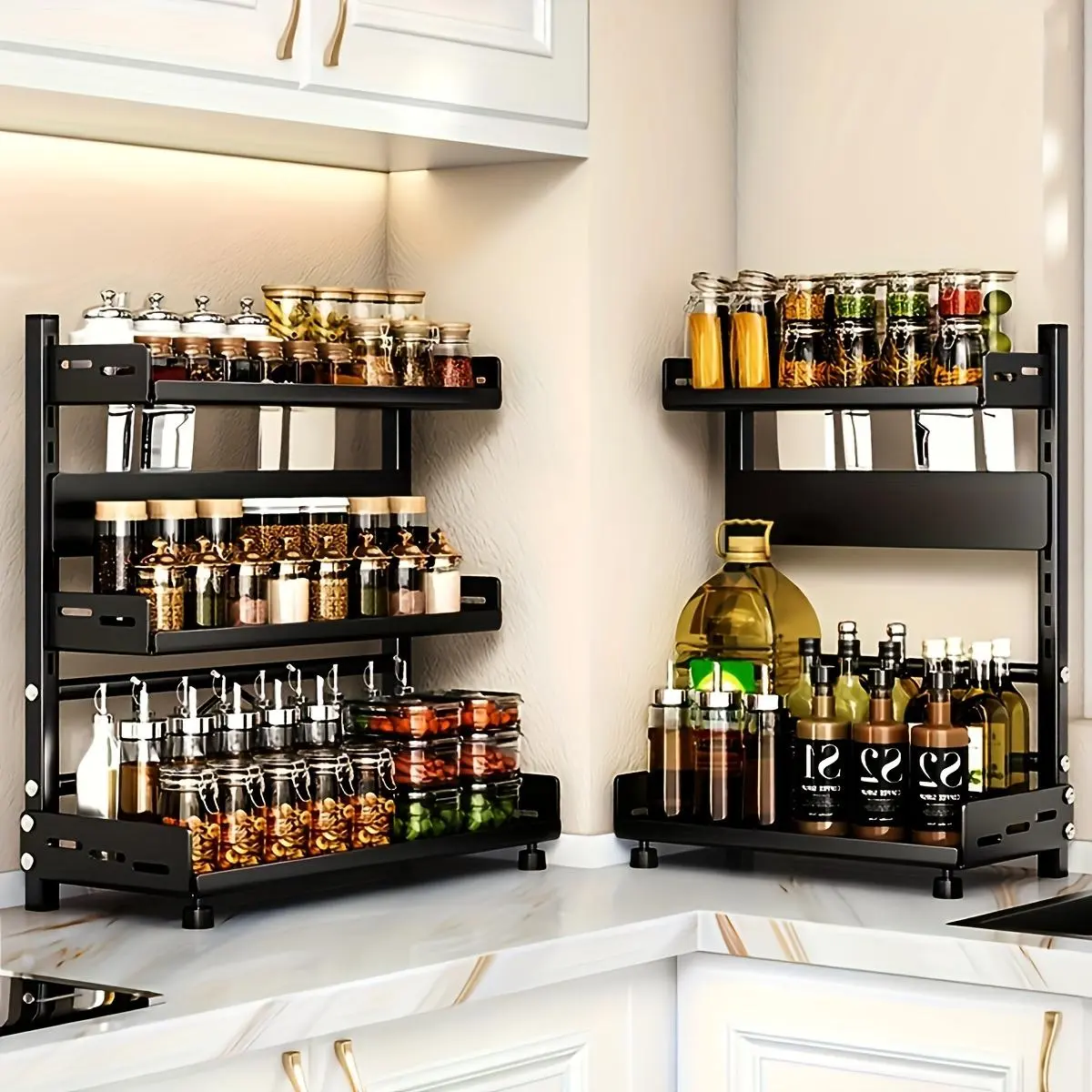 Multi-layer Seasoning Rack, 1 Count Kitchen Essential Tabletop Storage Rack, Multifunctional Storage Rack for Kitchen, Home Organizer