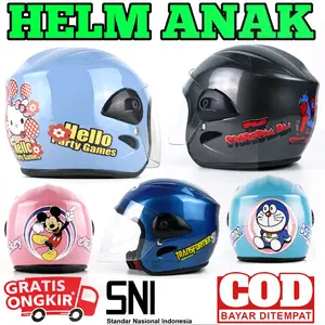 Helm Anak Cewek Cowok Usia 2 3 4 5 Tahun Motif Karakter SNI Kaca Gelap Motorcycle Helmet
