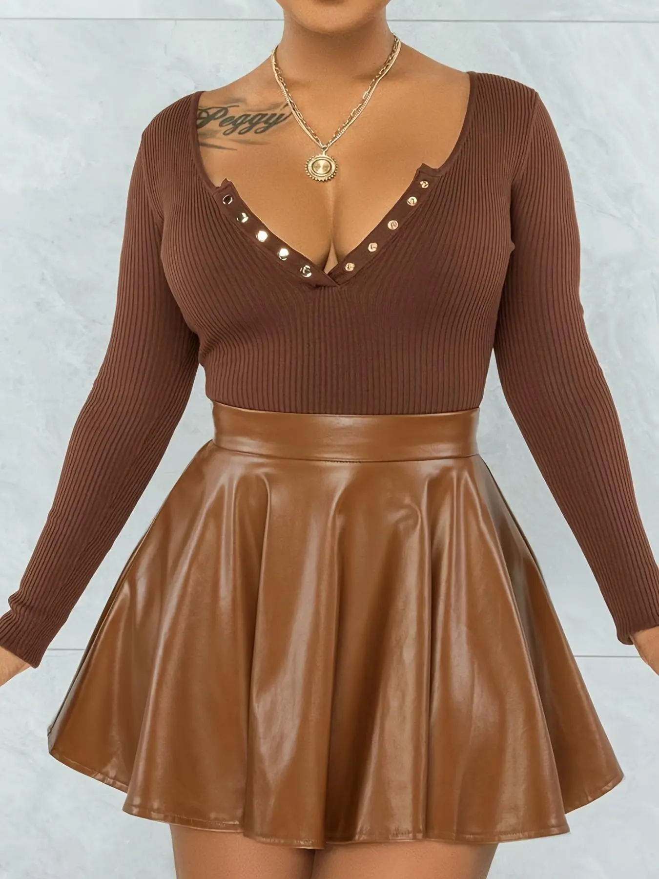 Women's Solid Color Skirt, Fashionable PU Leather A Line Skirt for Daily Outdoor Wear, Ladies Bottoms for Summer