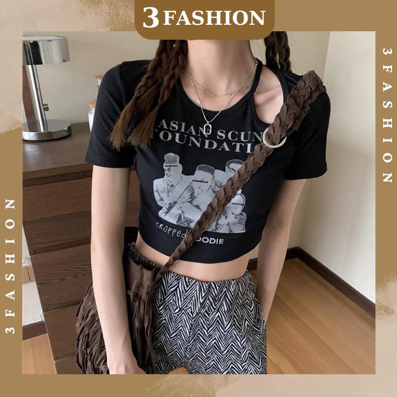 Áo croptop babe tee cut out Có Big Size in hình cá tính vải thun co giãn đẹp mềm mát 3Fashion - A65