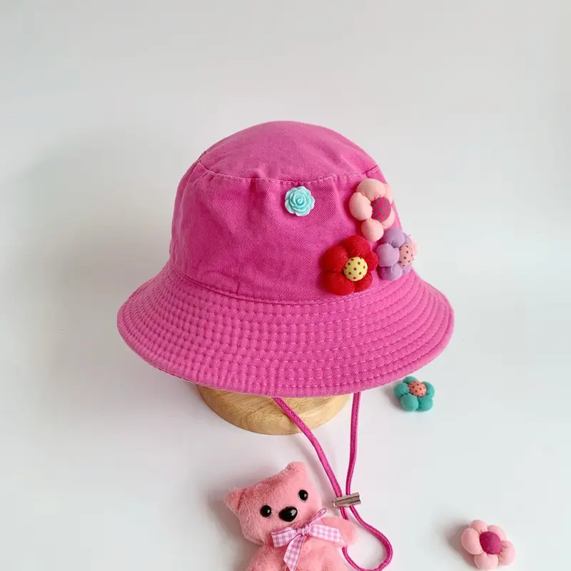 [Mũ Nón Trẻ Em 3-8tuổi] Nón vành Đính Hoa Nhí- 15-25kg(vòng đầu:50-53cm)- Chất vải cotton mềm mịn. 4