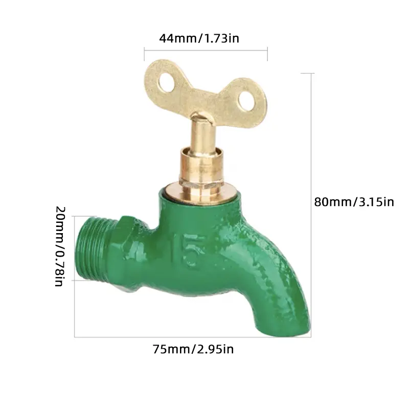 1pc 20mm/0.78in cast iron copper core faucet, old-fashioned quick opening with lock key iron faucet, property faucet, construction site faucet