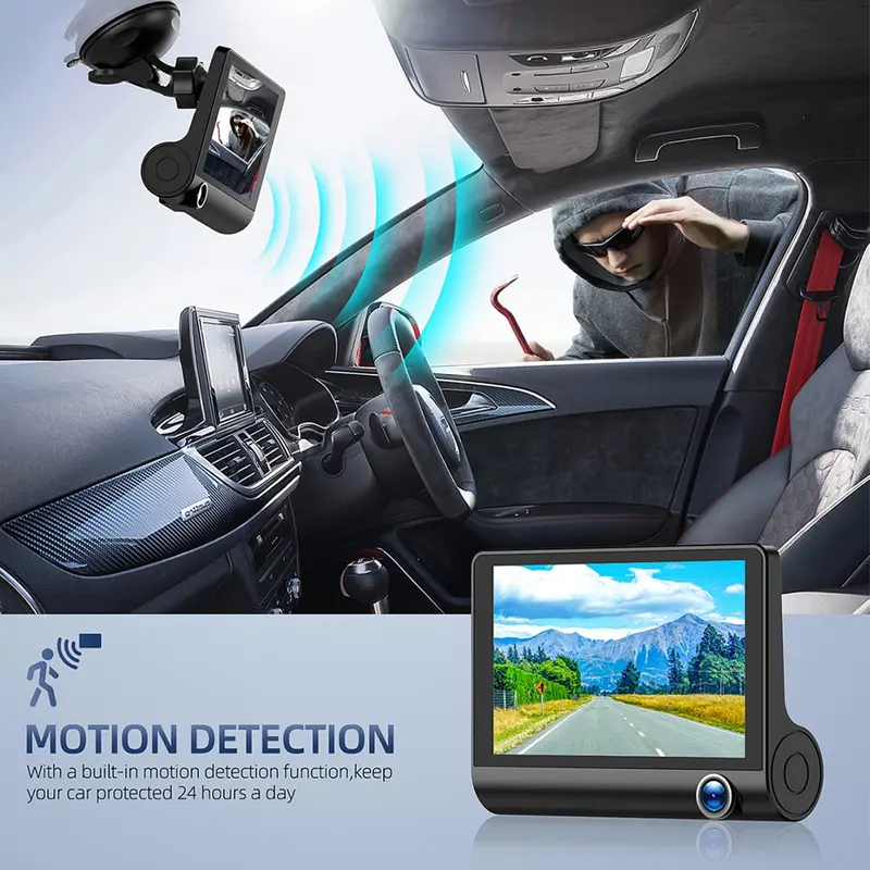 Acroder Dashcam Mobil 1080p 4-inch Ips 3 Kamera Perekaman Loop 24 jam Deteksi Gerakan 6