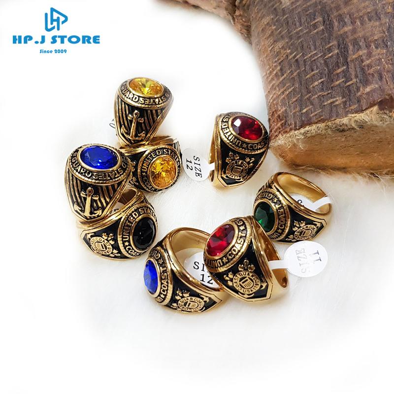 Nhẫn mỹ thép titan không gỉ hải quân chạm mỏ neo. Women Nam Cua