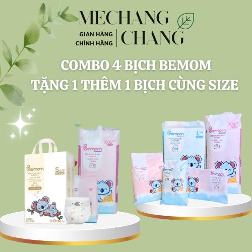[TẶNG THÊM 1 BỊCH BEMOM CÙNG SIZE] Combo 4 bịch bỉm Bemom cao cấp Hàn Quốc loại Summer và Plus đủ số cho bé