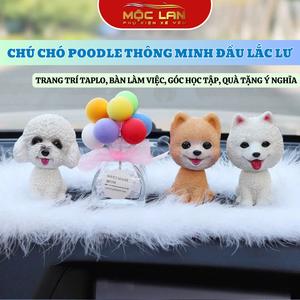 Chú Chó Poodle Thông Minh Lắc Đầu Trang Trí Taplo Ô Tô - Bàn Làm Việc - Bánh Sinh Nhật- Moclanotofun