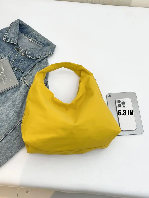 Women's Solid Color Tote Bag, Fashionable Large Capacity Shoulder Bag for Daily Commute, Casual Trendy Versatile High-quality Daily Commuting Bag, Sling Purse 7