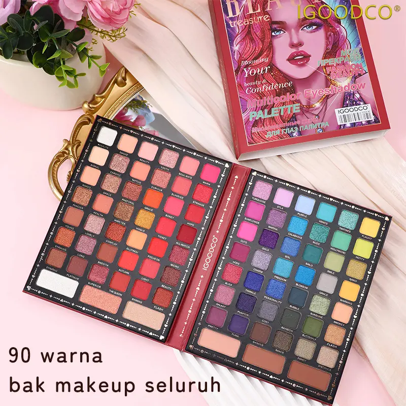 IGOODCO 90 warna bayangan mata mutiara matte multi-warna makeup mata bayangan piring hadiah ulang tahun Hari Valentine