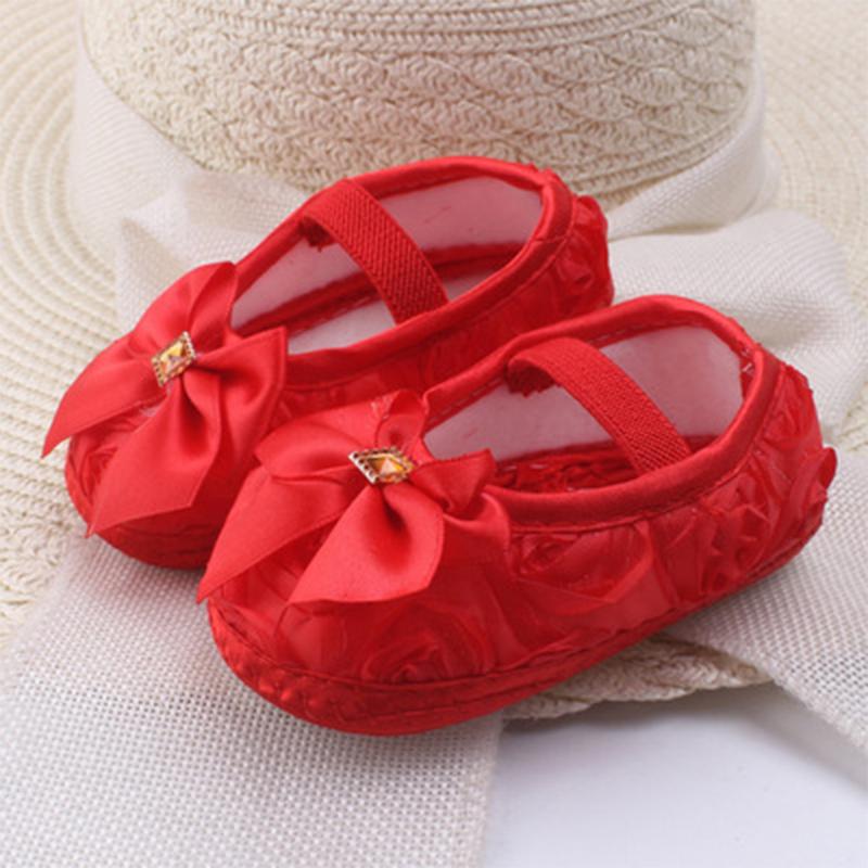 Giày Công Chúa Cho Trẻ Sơ Sinh, Đế Mềm, Cho Em Bé Gái, Thiết Kế Thắt Nơ Hoa, Làm Bằng Satin, Giày Cũi, Dễ Thương, Không Trơn Trượt, Có Ren, Dép Prewalker, Thích Hợp Cho Độ Tuổi: 0-18 M 3