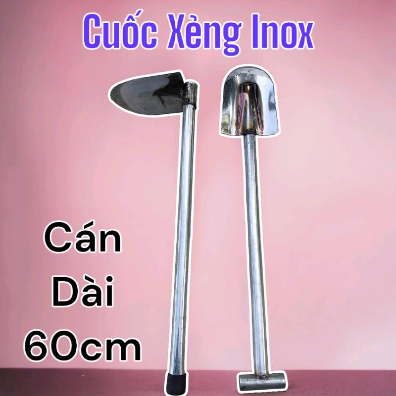  Combo Cuốc Xẻng Inox Cán Dài 60cm - Dòng Sản Phẩm Chất Lượng Cao 