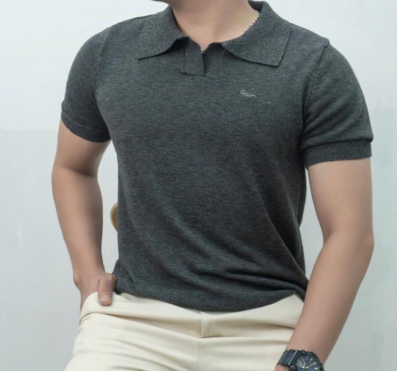 MÃ 16 [ ÁO POLO DỆT KIM TRƠN KHÔNG SỌC LƯNG ]  Áo polo dệt kim cao cấp ( TẶNG VỚ ) Menswear Nam 1