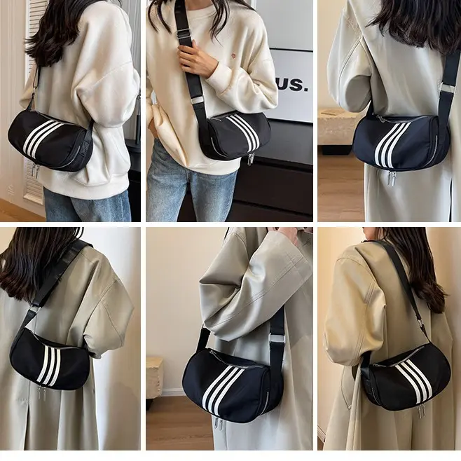 Túi Đeo Chéo 3 sọc Hobo Cho Nữ, Thường Ngày, Đa Năng, Mới, Đơn Giản, Chất Lượng Cao, Thời Trang, Sức Chứa Lớn, Túi Đeo Vai Bag Da Tote túi  3  sọc 6
