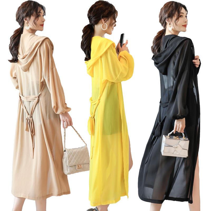 Áo Cánh Mùa Hè Tay Phồng Cho Nữ, Áo Voan Dáng Rộng Đơn Giản, Áo Cardigan Có Mũ, Kimono Dài, Áo Chống Nắng Cho Nữ