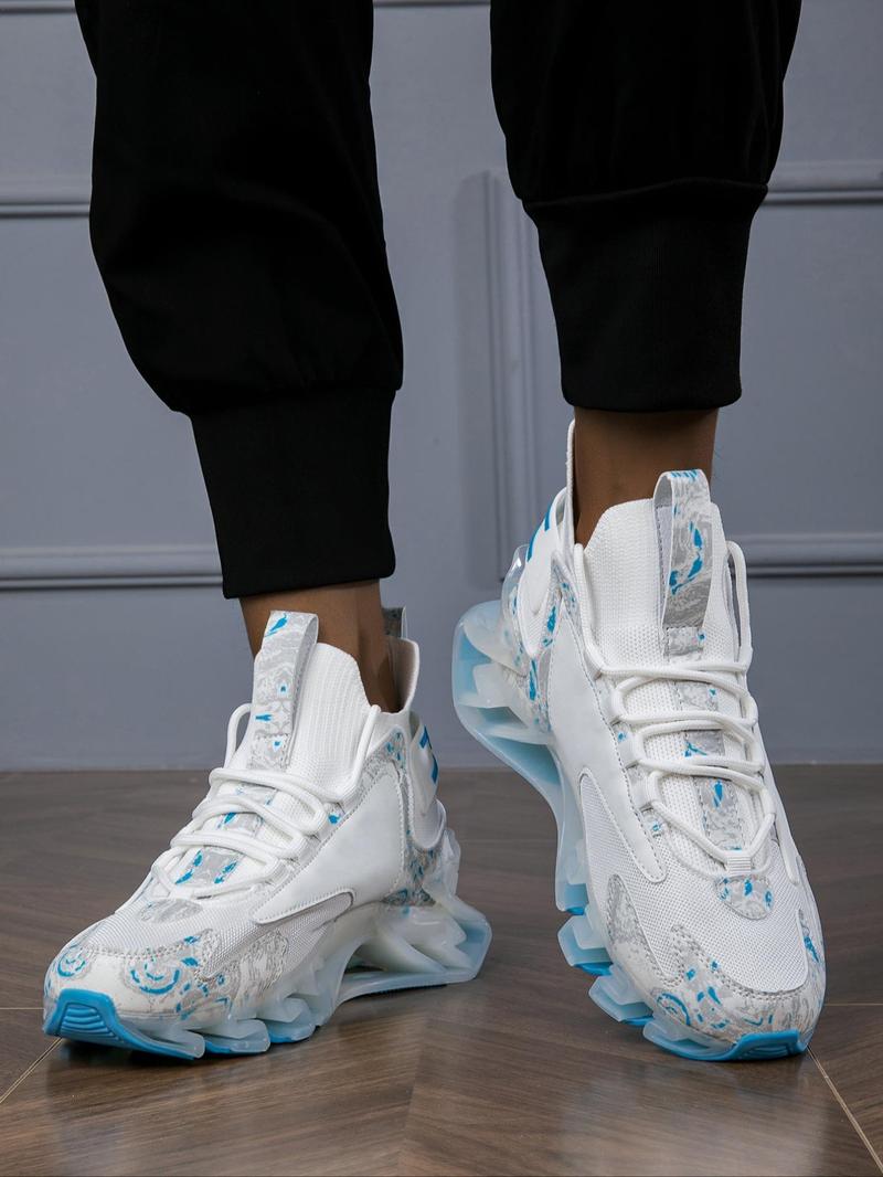 Product Introduction of Men's Patchwork Lace Up Running Shoes, Casual Breathable Comfortable Sports Shoes, Male All-match Round Toe Sneakers for Daily Wear 9