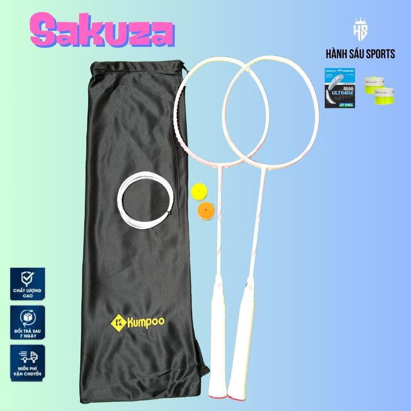 Product Introduction of Vợt cầu lông Kumpo Sakuza và K520Spro Hồng căng sẵn 11kg căng max 12,8kg  ( bảo hành 90 ngày ) tặng 1sợi cước căng sẵn + 1bao vợt và 2cuốn cán Sport Thể Thao Carbon 11