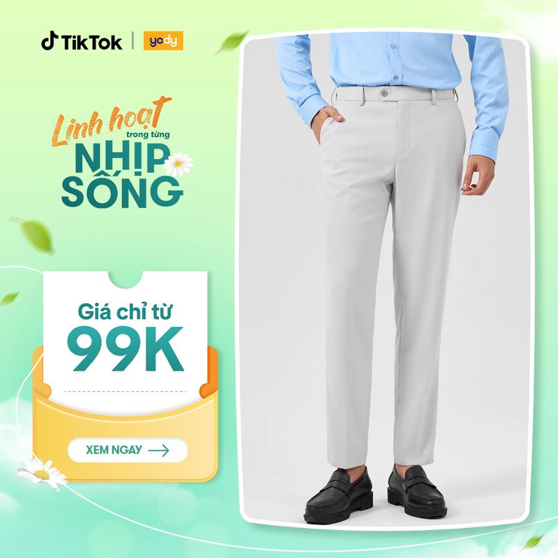 YODY Quần Âu Nam Cạp Di Động Chống Nhăn Bền Màu QAM7042