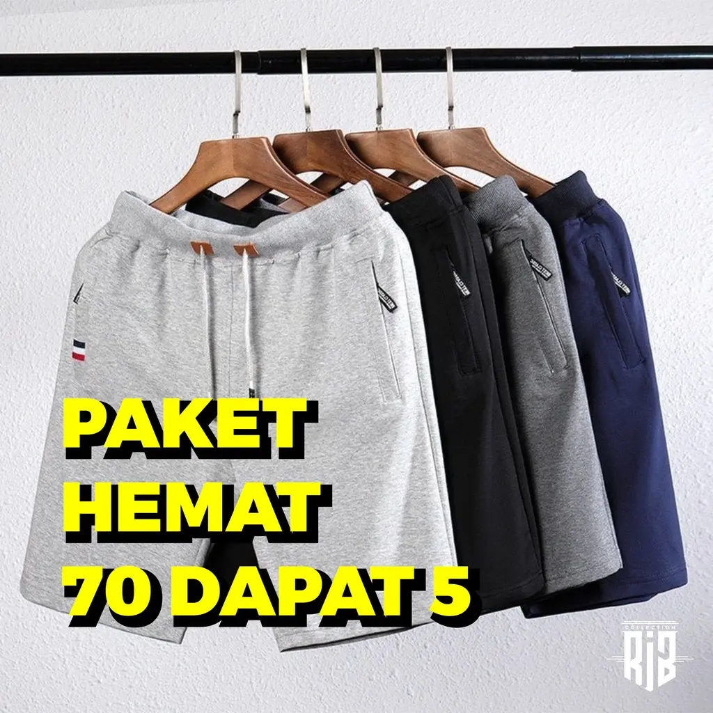 [PAKET HEMAT]dapat 5 Pcs Hanya 70 Ribu Celana Pendek Pria Dewasa Bahan Katun Babyteri Celana Distro Olahraga Celana santai Pendek Pria Dewasa Panjang selutut Shorts Kantong Nyaman Boxer Hitam