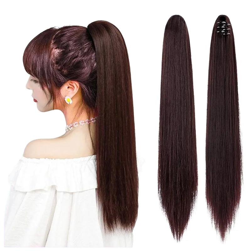 Tóc giả ngoặm thẳng 50CM, Tóc giả nữ kẹp tóc đuôi ngựa thẳng phong cách hàn quốc cực xᶖnh
