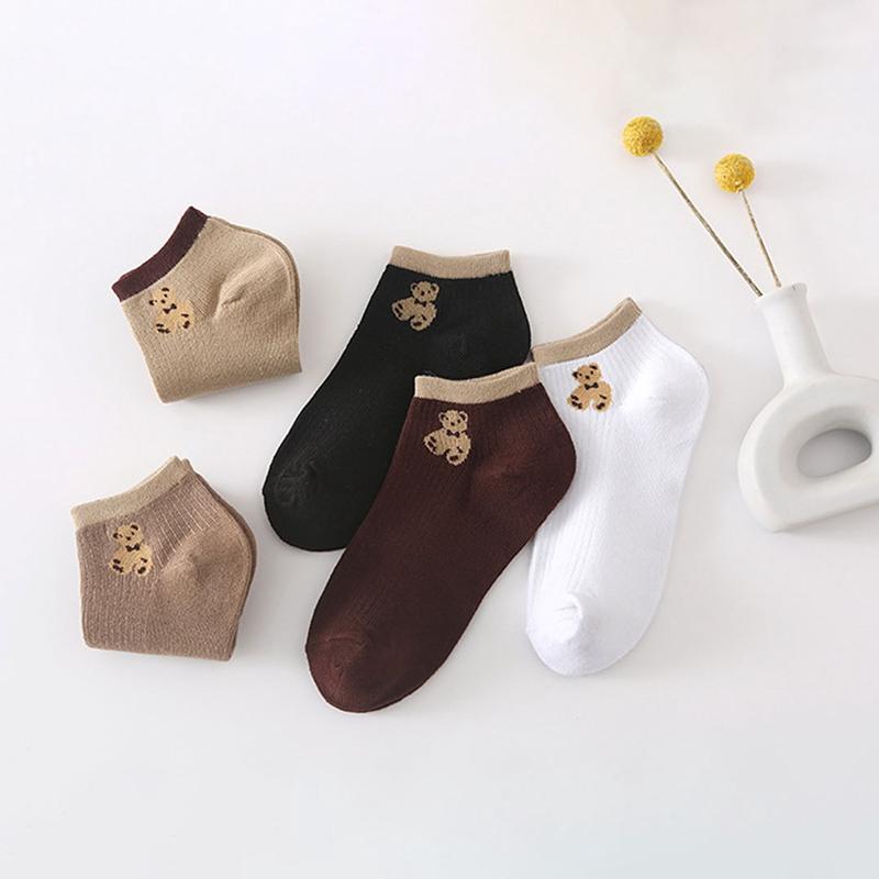 BISA COD K5674 Kaos Kaki Wanita / Kaos Kaki Pendek Semata Kaki / Kaos Kaki Motif Beruang / Ankle Socks Korean Model Simple Cute Panjang 7