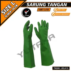 Sarung Tangan Karet Panjang 40 cm/Sarung Tangan Latex Panjang 16 Inch Warna Hijau Lengan Panjang