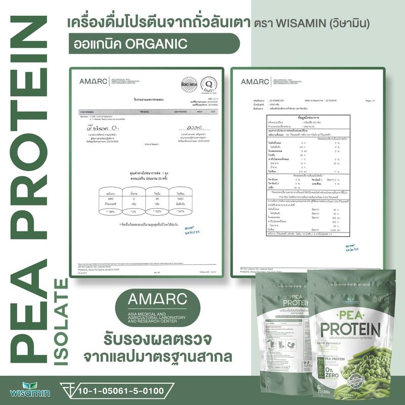 Product Introduction of PEA PROTEIN ISOLATE (พีโปรตีน ไอโซเลท) โปรตีนจากถั่วลันเตา ออแกรนิค ปลอดกลูเตน ปราศจาก GMO (ตราวิษามิน) จำนวน 1 ถุง บรรจุ 1,000 กรัม ( 1 kg.) 58