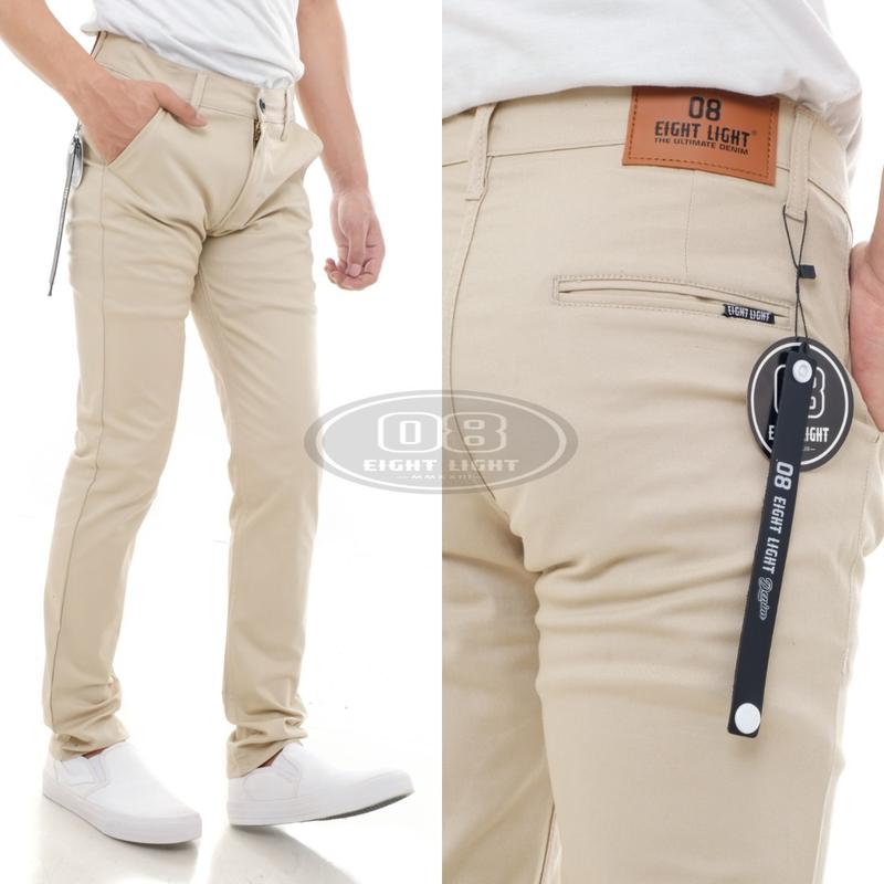 EIGHT LIGHT DENIM - Celana Chino Panjang Pria Slim Fit Pensil Streatch Premium New Cotton Scot Hight Twill 7