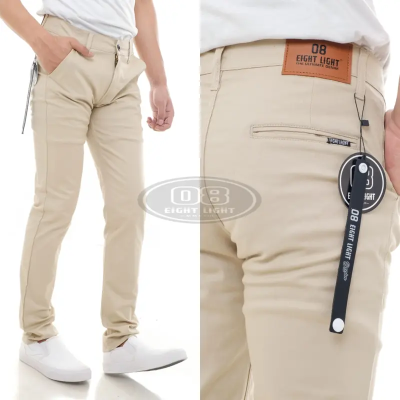 EIGHT LIGHT DENIM - Celana Chino Panjang Pria Slim Fit Pensil Streatch Premium New Cotton Scot Hight Twill 7