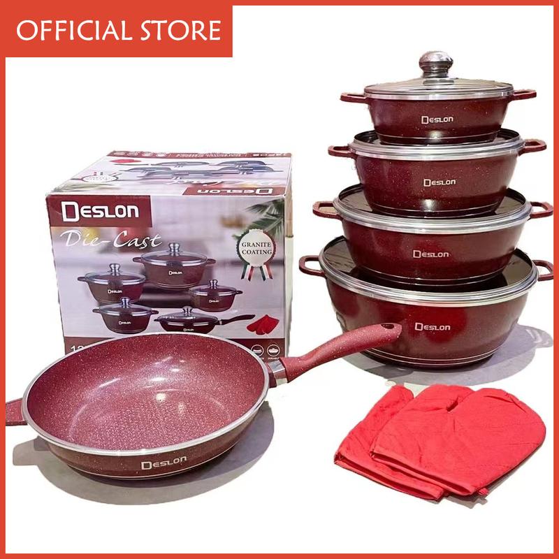 Deslon cookware Set 12pcs periuk 12in1 Non Stick Granite Cooking ...
