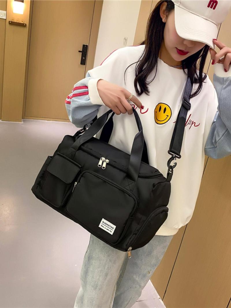 Product Introduction of Large Capacity Multi-pocket Travel Bag, Lightweight Storage Short-distance Sports Fitness Bag, Casual Solid Color Travel Bag for Men & Women 6